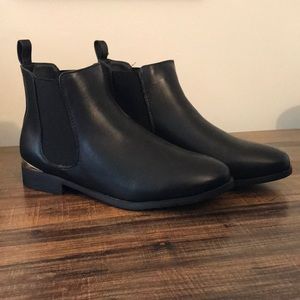 Black booties with Gold detail